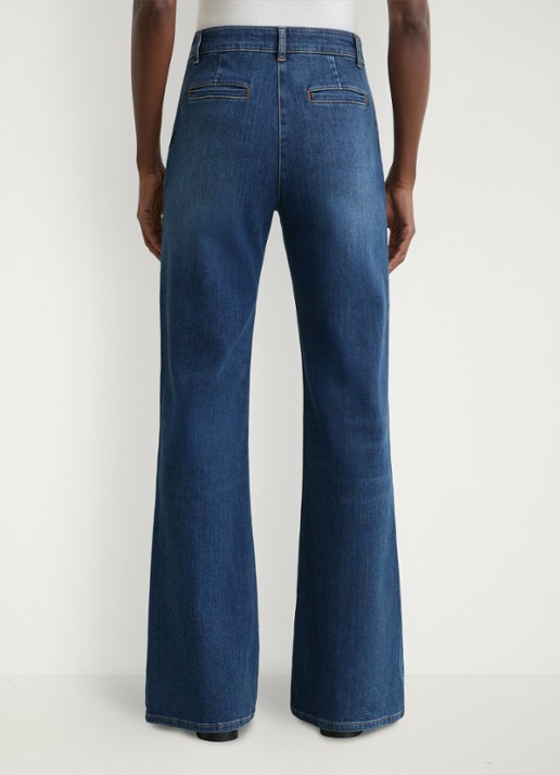 Reiss PETITE CLAUDE Pintuck-Detail Flared Jeans - achterkant donkerblauw