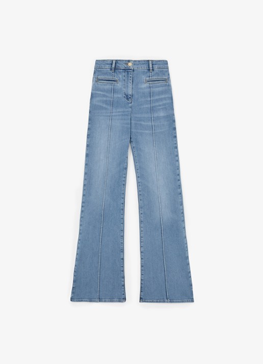 Reiss PETITE CLAUDE Pintuck-Detail Flared Jeans - voorkant 6 lichtblauw