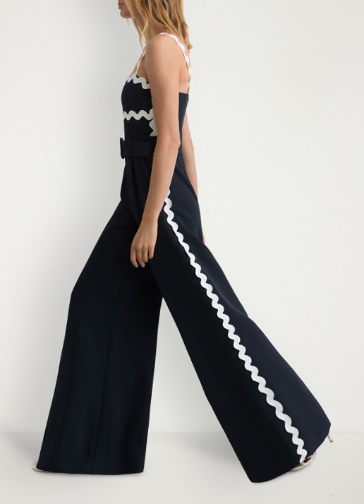 Reiss Petite Dash wide leg jumpsuit met ceintuur - detail 2 donkerblauw