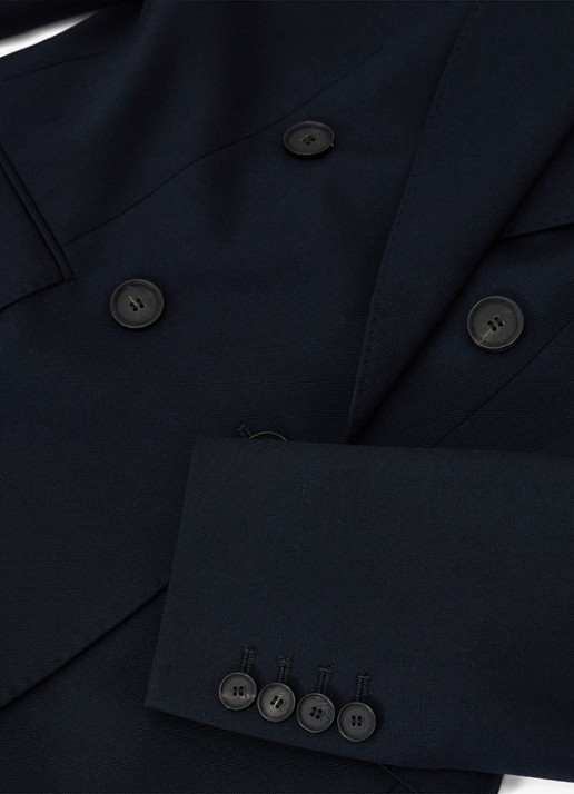 Reiss Petite double-breasted Blazer in wolblend - detail 5 blauw