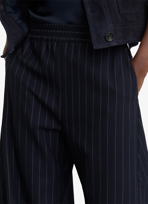 Reiss Petite Elle high waist balloon fit pantalon met streepprint - detail 5 donkerblauw