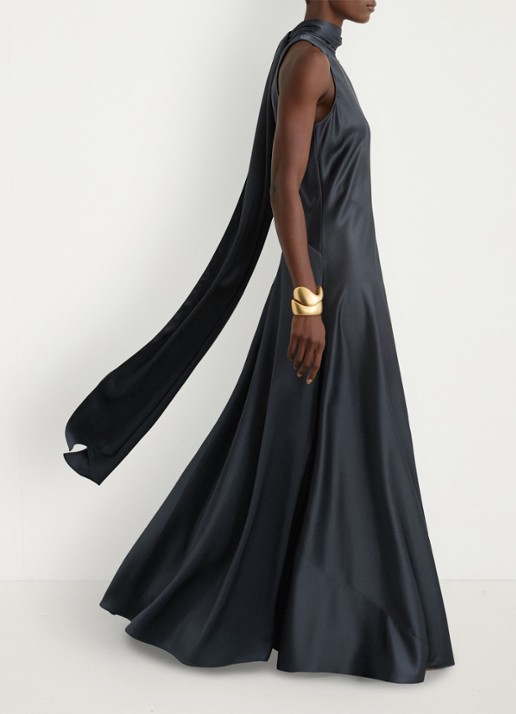 Reiss Petite Fae maxi jurk met sjaalkraag - detail 4 grijs
