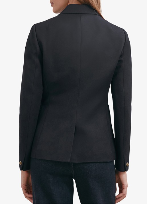 Reiss Petite Gigi Double-breasted blazer in wolblend - achterkant 6 donkerblauw