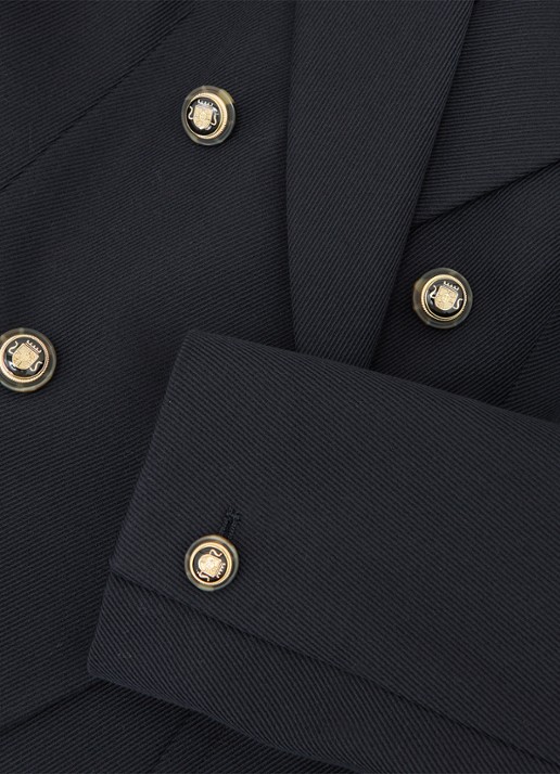 Reiss Petite Gigi Double-breasted blazer in wolblend - detail 3 donkerblauw