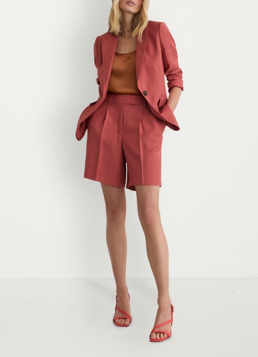 Reiss Petite Jules blazer met klepzakken - voorkant 3 donkerrood