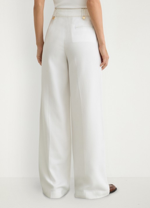 Reiss Petite Kaia high waist wide fit pantalon van lyocell - achterkant 5 wit