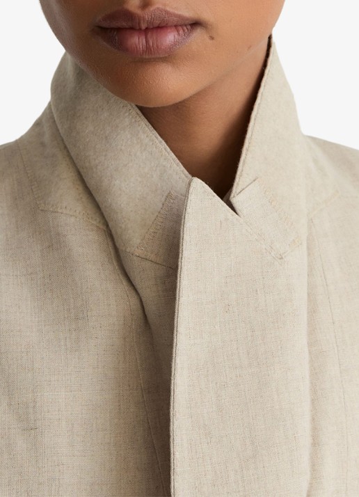 Reiss Petite kit Double-breasted blazer van linnen - detail 4 creme
