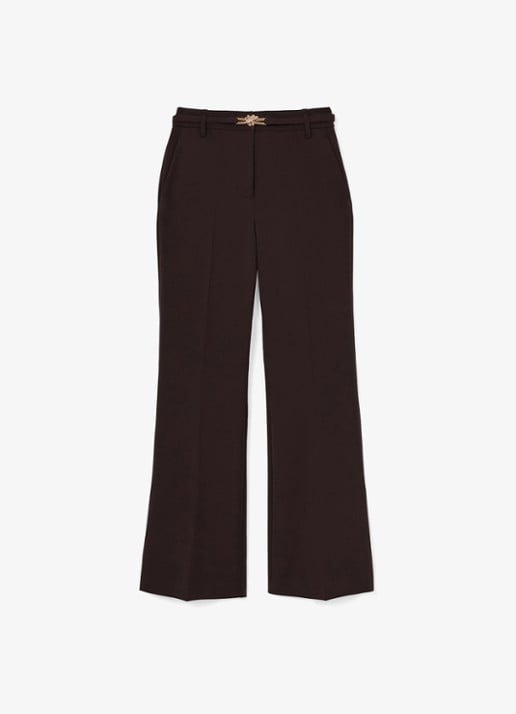 Reiss Petite Leona high waist flared pantalon met steekzakken - voorkant 5 bruin