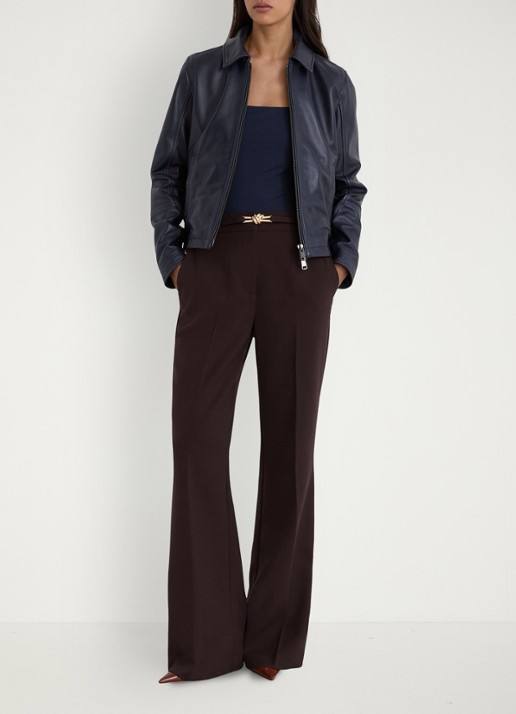 Reiss Petite Leona high waist flared pantalon met steekzakken - voorkant 6 bruin