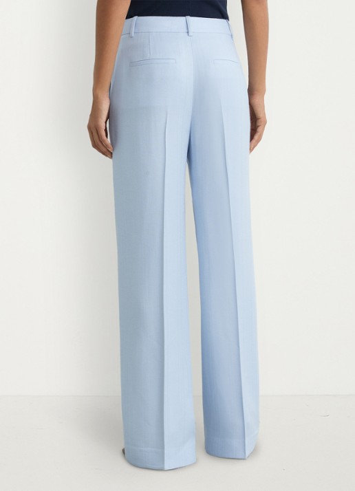 Reiss Petite Magda high waist wide fit pantalon met steekzakken - achterkant lichtblauw