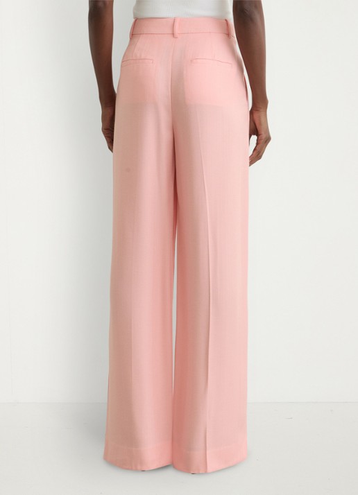 Reiss Petite Magda high waist wide fit pantalon met steekzakken - achterkant oudroze