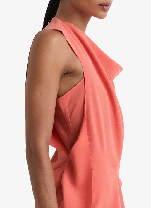 Reiss Petite midi jurk met watervalhals