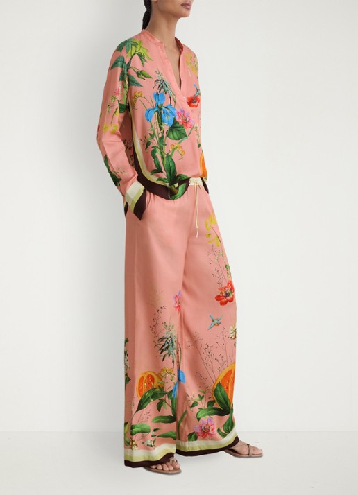 Reiss Petite Milos mid waist wide fit pantalon met print - detail 5 oudroze