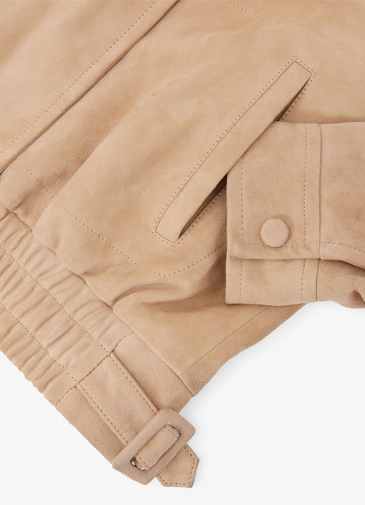 Reiss Petite Petra jack van suède - detail 7 beige