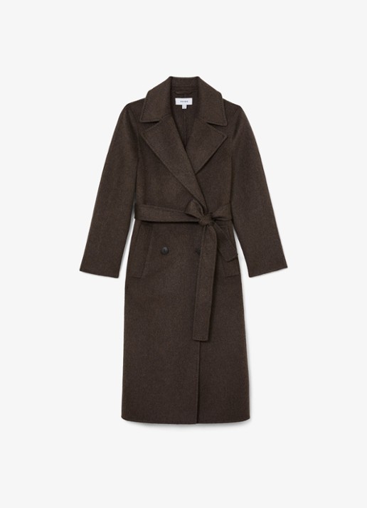Reiss PETITE RENE double-breasted mantel in kasjmierblend met strikceintuur - voorkant 6 bruin