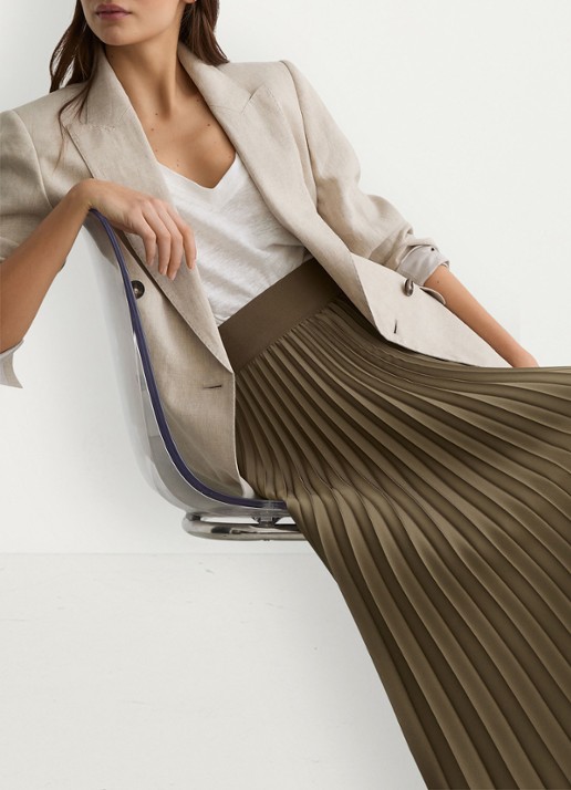 Reiss Petite seren midi plooirok - detail 6 khaki