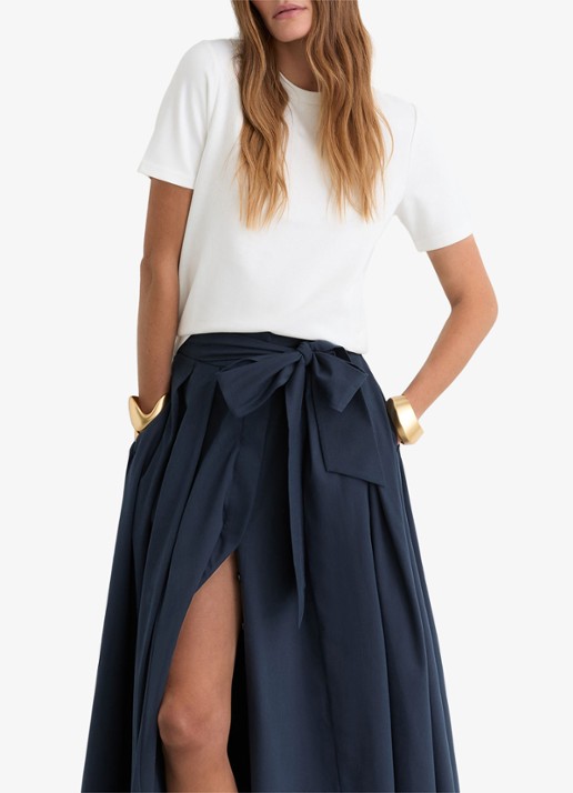 Reiss Petite Simone maxi rok met split - detail 4 donkerblauw