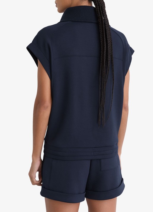 Reiss Phoebe mouwloze top met opstaande kraag - achterkant 7 navy / blauw