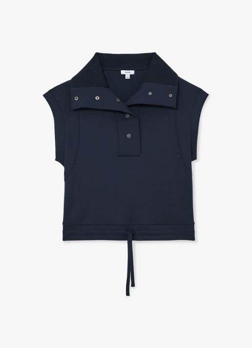 Reiss Phoebe mouwloze top met opstaande kraag - voorkant 5 navy / blauw