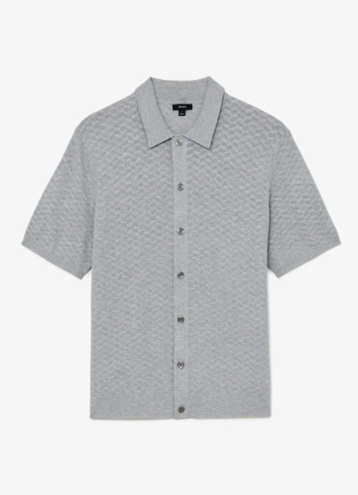 Reiss Phoenix overhemd met structuur - voorkant soft grey / grijs