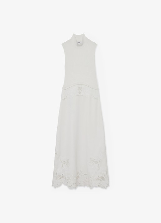 Reiss Phoenix ribgebreide midi jurk met broderie