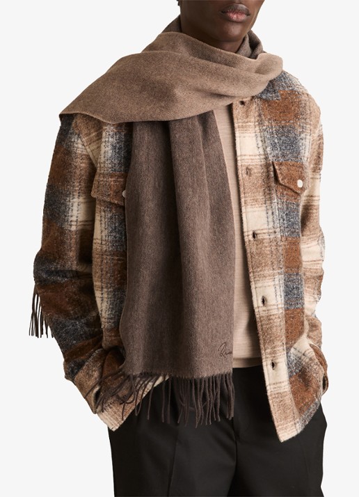 Reiss Picton sjaal in kasjmierblend 180 x 31 cm - voorkant 2 bruin