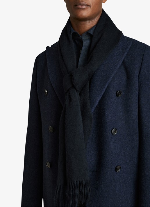 Reiss Picton sjaal in kasjmierblend 180 x 31 cm - voorkant 4 navy / blauw