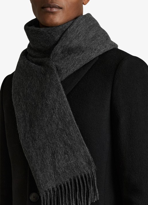 Reiss Picton sjaal in kasjmierblend 180 x 31 cm - voorkant 2 bordeauxrood