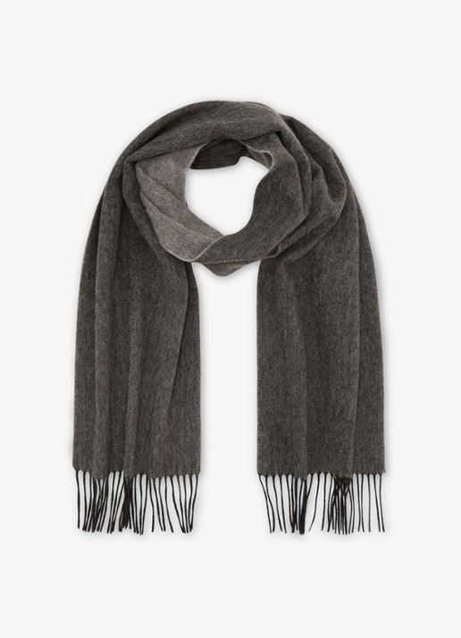 Reiss Picton sjaal in kasjmierblend 180 x 31 cm - voorkant 3 middengrijs