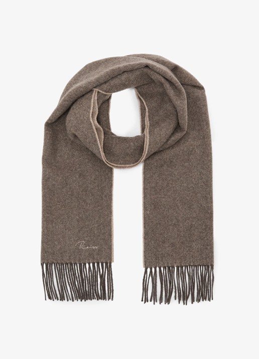 Reiss Picton sjaal in kasjmierblend 180 x 31 cm - voorkant taupe