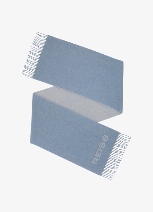 Reiss Picton sjaal in wolblend met logo  - detail lichtblauw