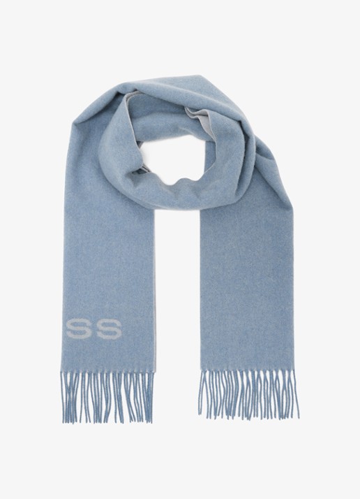 Reiss Picton sjaal in wolblend met logo  - voorkant 4 lichtblauw