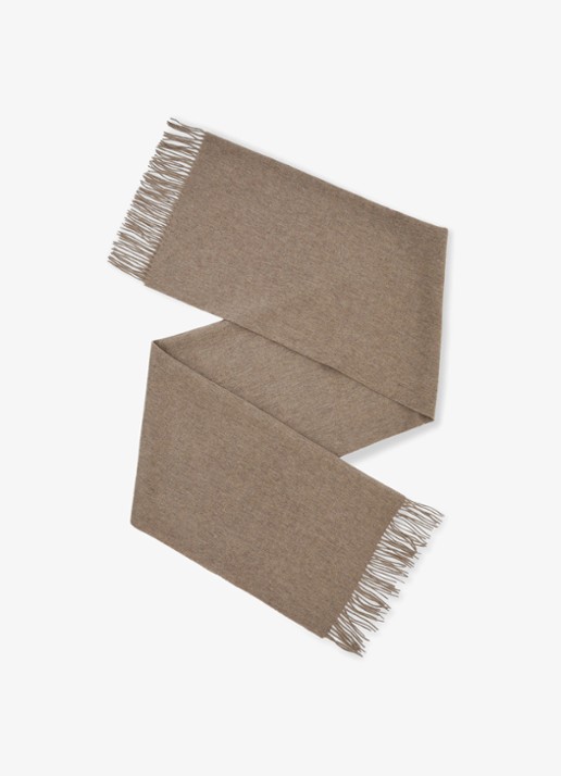 Reiss Picton sjaal van wol en kasjmier - detail 2 donkerbeige