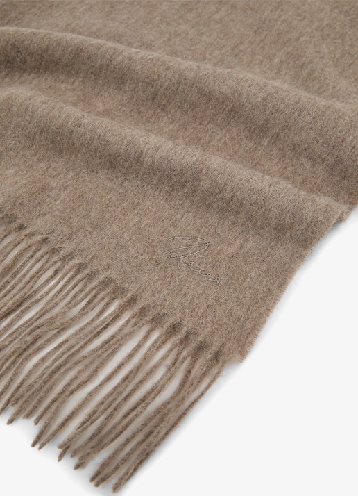 Reiss Picton sjaal van wol en kasjmier - detail 3 donkerbeige