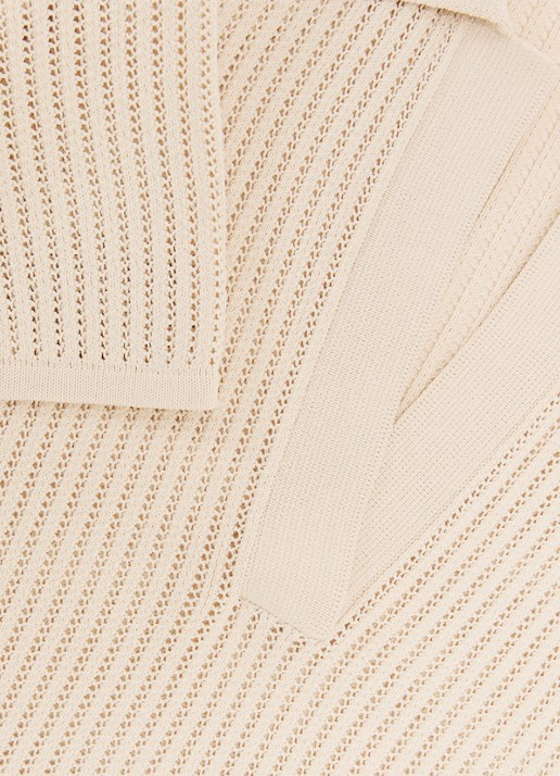 Reiss Pippa regular fit polo met opengewerkt dessin - detail 4 creme