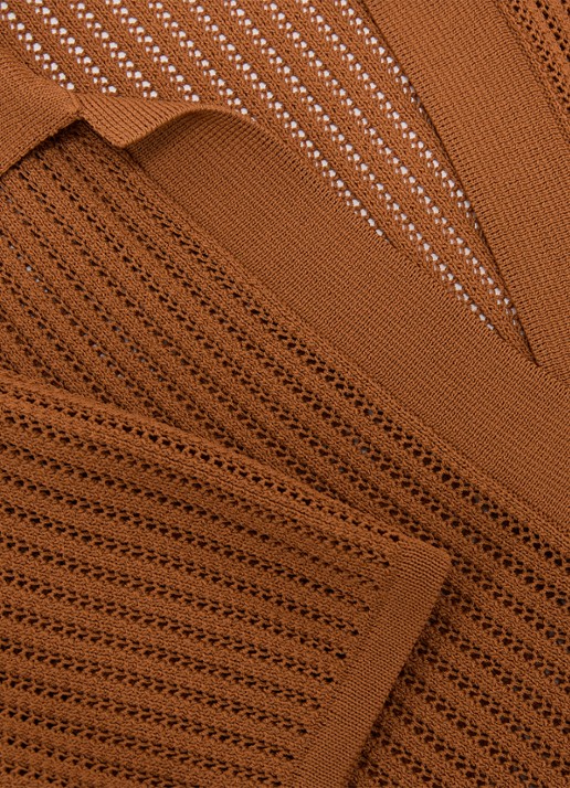 Reiss Pippa regular fit polo met opengewerkt dessin - detail 3 oranje
