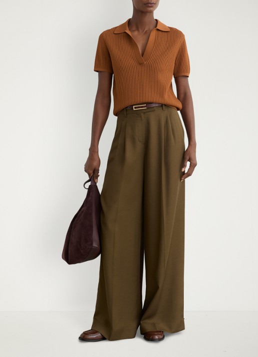 Reiss Pippa regular fit polo met opengewerkt dessin - voorkant 5 oranje