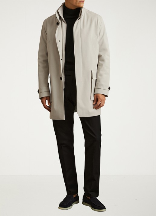 Reiss Player gewatteerde parka met klepzakken - voorkant 2 stone / beige