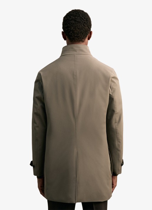 Reiss Player mantel met uitneembare voering  - achterkant 7 donkerbeige