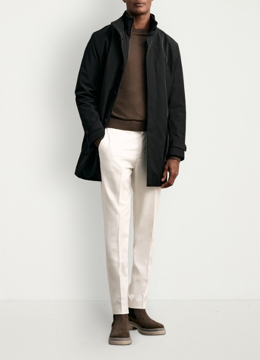 Reiss Player mantel met uitneembare voering  - voorkant 2 zwart