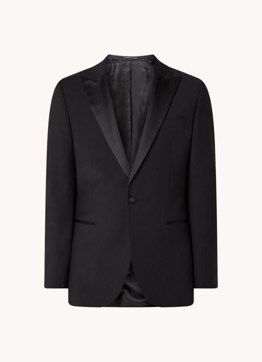 Reiss Poker slim fit blazer in wolblend met paspelzakken - voorkant zwart