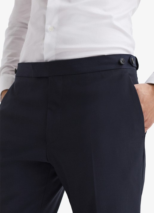 Reiss Poker slim fit pantalon met steekzakken - detail 2 donkerblauw