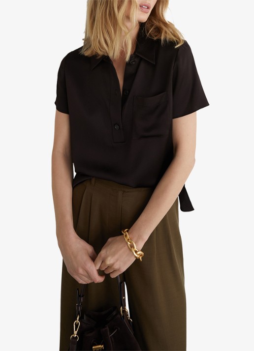 Reiss Polly tuniek van zijde - detail bruin