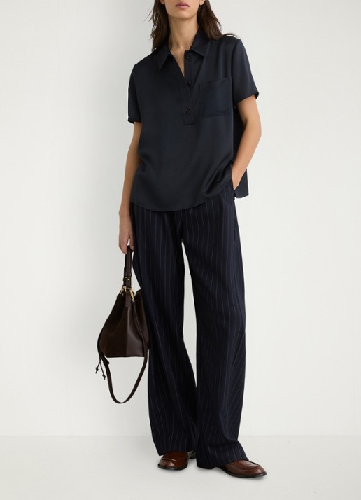 Reiss Polly tuniek van zijde - voorkant 2 donkerblauw