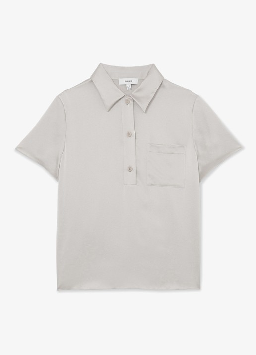Reiss Polly tuniek van zijde - voorkant 3 lichtgrijs