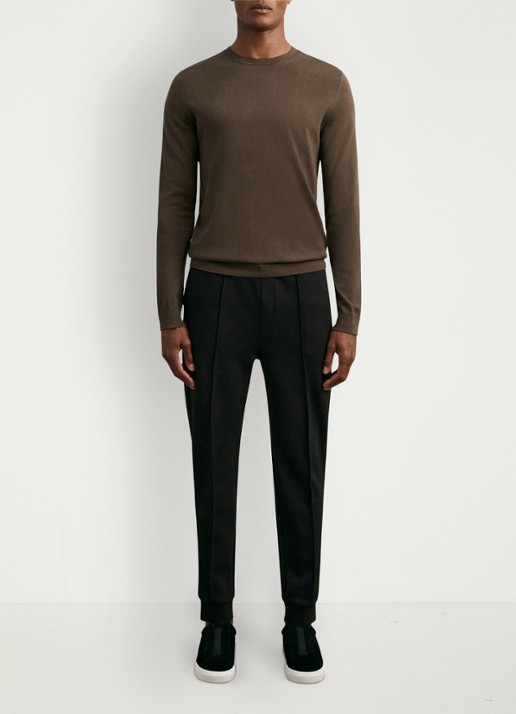 Reiss Premier tapered fit joggingbroek met trekkoord - voorkant 2 black / zwart