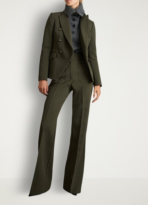 Reiss Priya double-breasted blazer met klepzakken - voorkant 4 bronsgroen