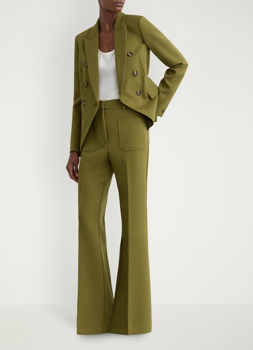 Reiss Priya high waist flared pantalon met steekzakken - voorkant 5 groen