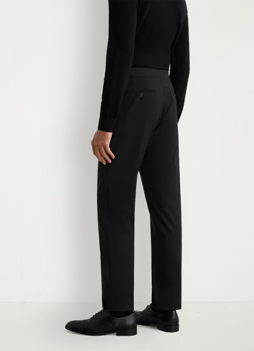 Reiss Promise slim fit pantalon in wolblend - achterkant zwart