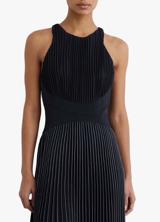 Reiss Rachel midi jurk met plooien  - detail 2 blauw
